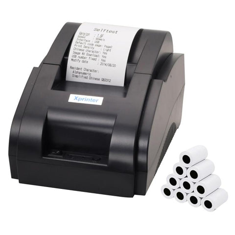 Xprinter XP58IIH 58mm Thermal Receipt Printer, USB, USB+Bluetooth, USB + 12 Rolls of Paper