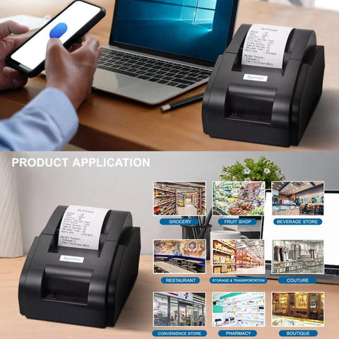 Xprinter XP58IIH 58mm Thermal Receipt Printer, USB, USB+Bluetooth, USB + 12 Rolls of Paper