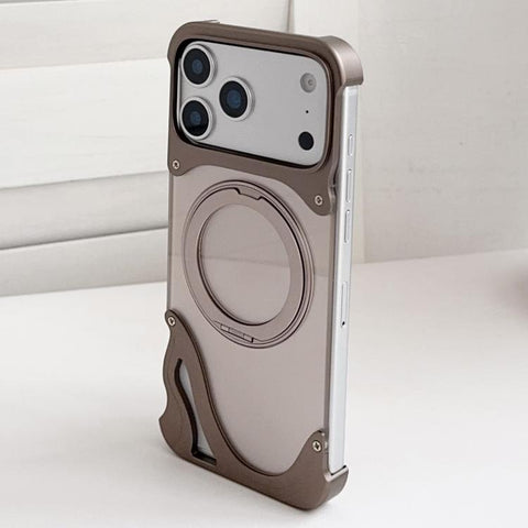 Dolphin Original Color Metal Frameless 360 Rotation Holder Magnetic Phone Case, For iPhone 18 Pro / 17 Pro, For iPhone 18 Pro Max / 17 Pro Max