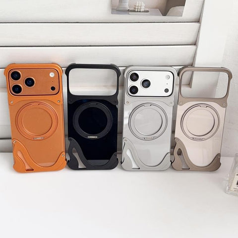 Dolphin Original Color Metal Frameless 360 Rotation Holder Magnetic Phone Case, For iPhone 18 Pro / 17 Pro, For iPhone 18 Pro Max / 17 Pro Max