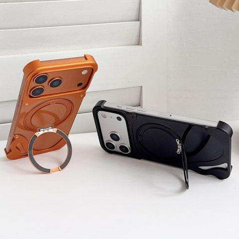 Dolphin Original Color Metal Frameless 360 Rotation Holder Magnetic Phone Case, For iPhone 18 Pro / 17 Pro, For iPhone 18 Pro Max / 17 Pro Max