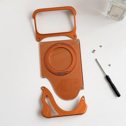 Dolphin Original Color Metal Frameless 360 Rotation Holder Magnetic Phone Case, For iPhone 18 Pro / 17 Pro, For iPhone 18 Pro Max / 17 Pro Max