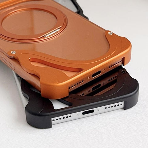 Dolphin Original Color Metal Frameless 360 Rotation Holder Magnetic Phone Case, For iPhone 18 Pro / 17 Pro, For iPhone 18 Pro Max / 17 Pro Max