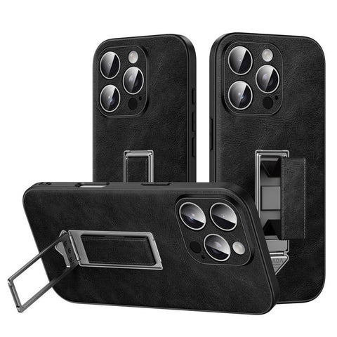 SULADA Wristband Hidden Metal Holder Faux Leather Phone Case, For iPhone 17 Pro Max, For iPhone 17 Pro, For iPhone 17, For iPhone 16 Pro Max, For iPhone 16 Pro, For iPhone 16