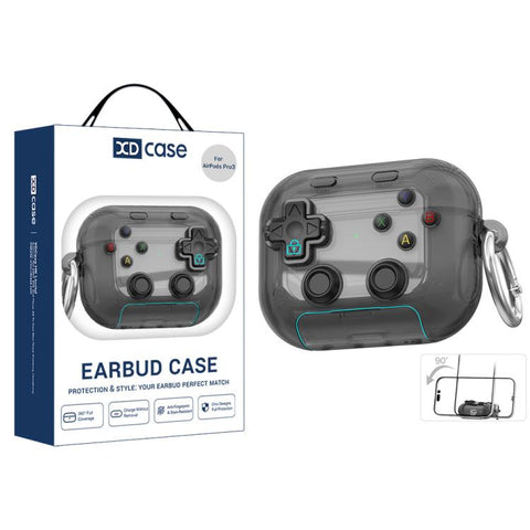 XDcase Transparent Retro Game Console Design Earbuds Case with Holder & Stress Relief Button, For AirPods 5 / 4, For AirPods Pro 3, For AirPods Pro 2 / 1