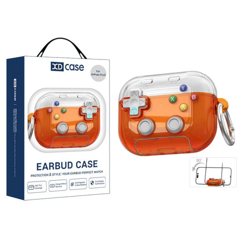 XDcase Transparent Retro Game Console Design Earbuds Case with Holder & Stress Relief Button, For AirPods 5 / 4, For AirPods Pro 3, For AirPods Pro 2 / 1