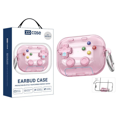 XDcase Transparent Retro Game Console Design Earbuds Case with Holder & Stress Relief Button, For AirPods 5 / 4, For AirPods Pro 3, For AirPods Pro 2 / 1