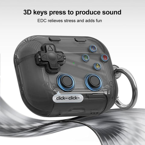XDcase Transparent Retro Game Console Design Earbuds Case with Holder & Stress Relief Button, For AirPods 5 / 4, For AirPods Pro 3, For AirPods Pro 2 / 1