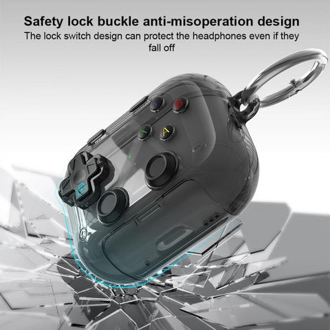 XDcase Transparent Retro Game Console Design Earbuds Case with Holder & Stress Relief Button, For AirPods 5 / 4, For AirPods Pro 3, For AirPods Pro 2 / 1
