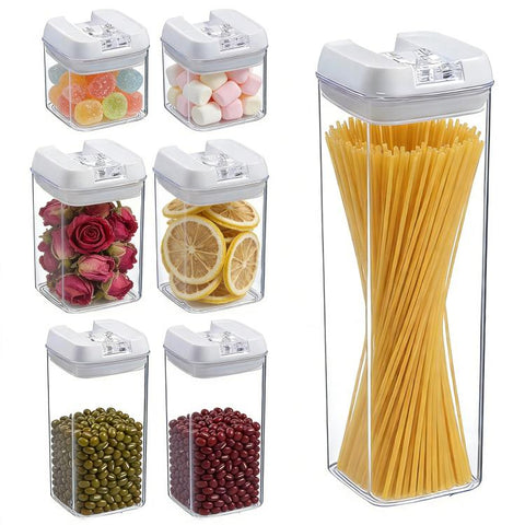 Food-Grade Moistureproof Sealed Storage Containers for Grains and Cereals, 500ML, 800ML, 1200ML, 7pcs/Set