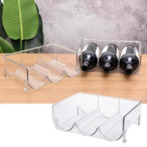 Refrigerator Beverage Organizer Storage Rack Food Grade PET Clear Wine Storage Stand