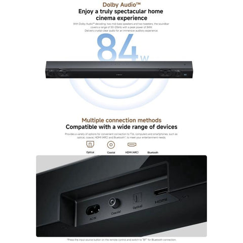 Original Xiaomi Soundbar 2.0 for TV and PC Support NFC Connection, US Plug