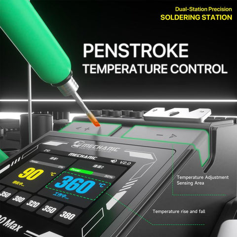 MECHANIC X200 Max Pen-Style Smart Temperature-Adjustable Dual-Station Precision Soldering Station, EU Plug, US Plug