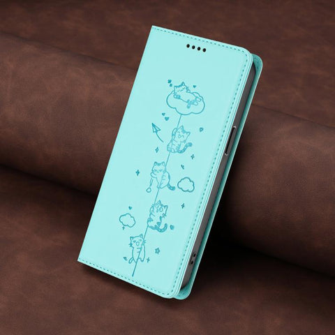 Cute Cats Embossed Magnetic RFID Vegan Leather Phone Case, For Samsung Galaxy Note20 Ultra, For Samsung Galaxy Note20, For Samsung Galaxy S20 Ultra, For Samsung Galaxy S20