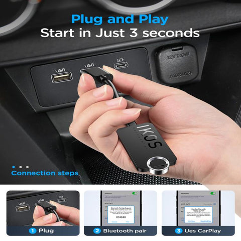 IKOS A1 Wireless CarPlay Bluetooth Adapter, For iOS