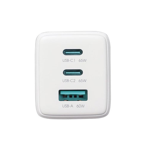 JOYROOM JR-TG10 65W GaN Dual Type-C, USB 3-Port Charger with Type-C to 8 Pin Cable, EU Plug, UK Plug