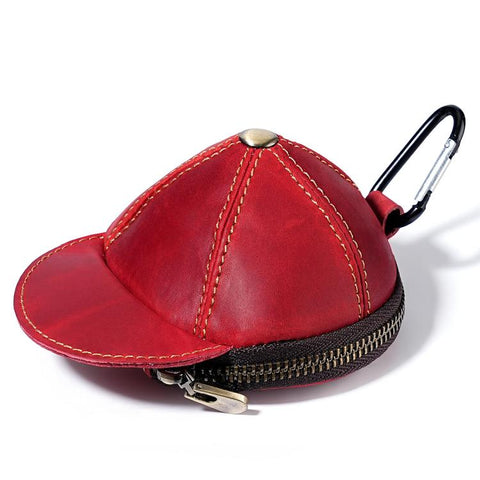 Genuine Leather Vintage Cap Style Coin Purse Small Wallet Waist Pouch