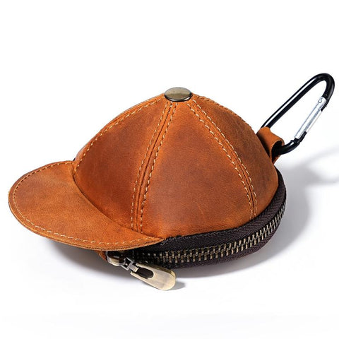 Genuine Leather Vintage Cap Style Coin Purse Small Wallet Waist Pouch