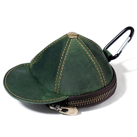 Genuine Leather Vintage Cap Style Coin Purse Small Wallet Waist Pouch
