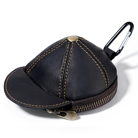 Genuine Leather Vintage Cap Style Coin Purse Small Wallet Waist Pouch