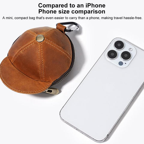 Genuine Leather Vintage Cap Style Coin Purse Small Wallet Waist Pouch