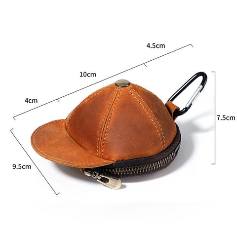 Genuine Leather Vintage Cap Style Coin Purse Small Wallet Waist Pouch