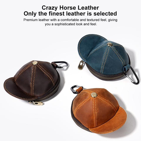 Genuine Leather Vintage Cap Style Coin Purse Small Wallet Waist Pouch