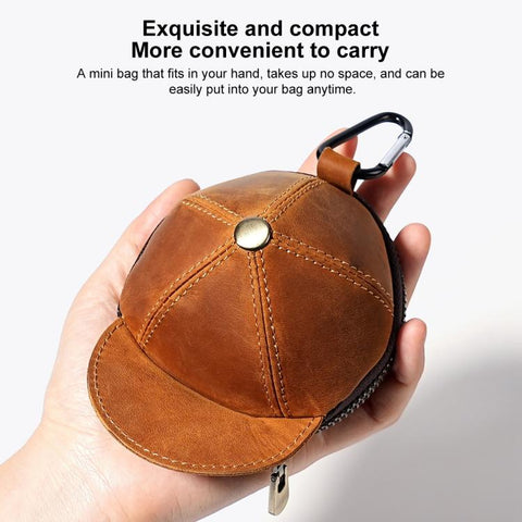 Genuine Leather Vintage Cap Style Coin Purse Small Wallet Waist Pouch
