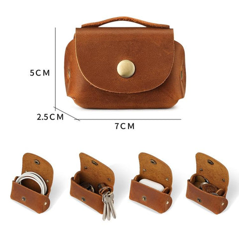 Vintage Genuine Leather Mini Wallet Coin Purse Storage Bag