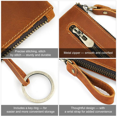 Vintage Genuine Leather Large Capacity Clutch Bag Phone Organizer Wallet Pen Case