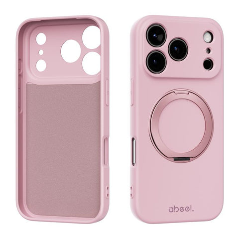 ABEEL Skin-friendly Feel Magnetic Liquid Silicone Phone Case with Holder, For iPhone 17 Pro Max, For iPhone 17 Pro, For iPhone 17, For iPhone 16 Pro Max, For iPhone 16 Pro, For iPhone 16