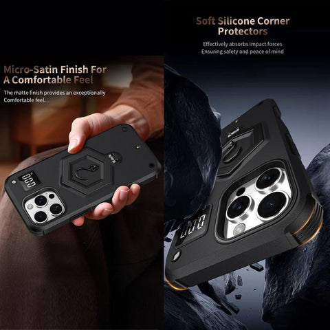 Hexagon Armor Magnetic Holder Weighing Scale Phone Case, For iPhone 12 / 12 Pro, For iPhone 11 Pro Max, For iPhone 11