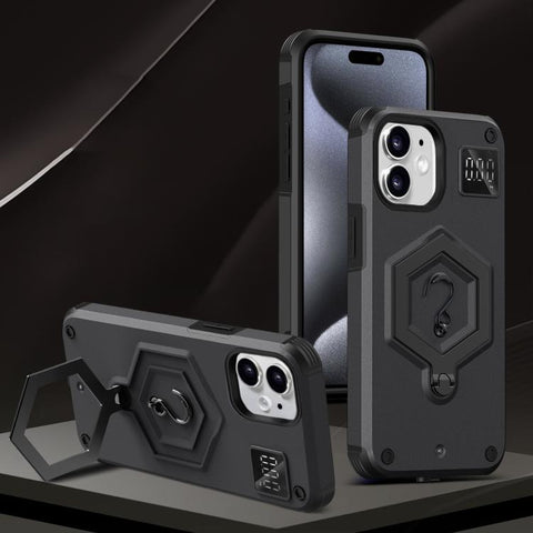 Hexagon Armor Magnetic Holder Weighing Scale Phone Case, For iPhone 12 / 12 Pro, For iPhone 11 Pro Max, For iPhone 11