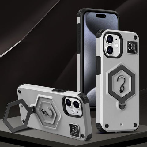 Hexagon Armor Magnetic Holder Weighing Scale Phone Case, For iPhone 12 / 12 Pro, For iPhone 11 Pro Max, For iPhone 11
