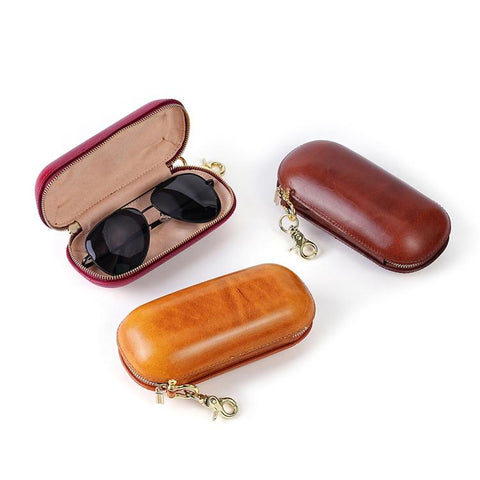 Vegetable Tanned Leather Pressure Resistant Sunglasses Storage Box