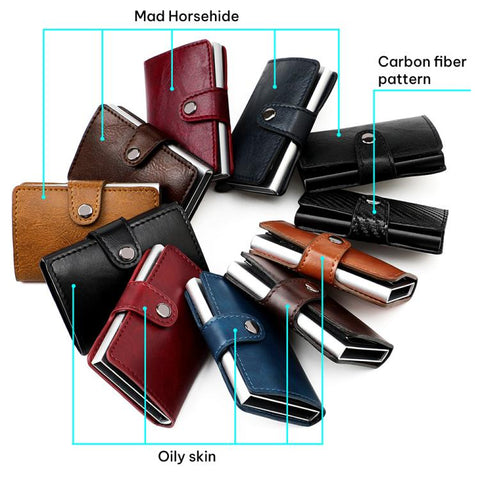 KB237 Carbon Fiber Texture RFID Aluminum Alloy Multi-card Wallet