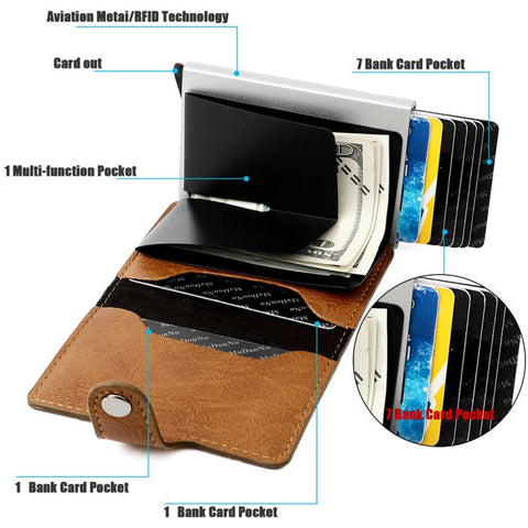 KB237 Carbon Fiber Texture RFID Aluminum Alloy Multi-card Wallet