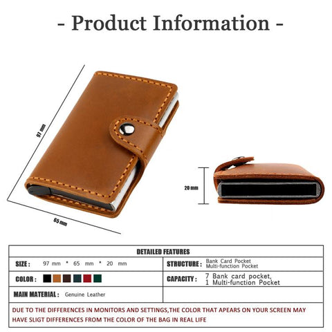 KB256 Retro Crazy Horse Leather RFID Automatic Aluminum Box Card Bag