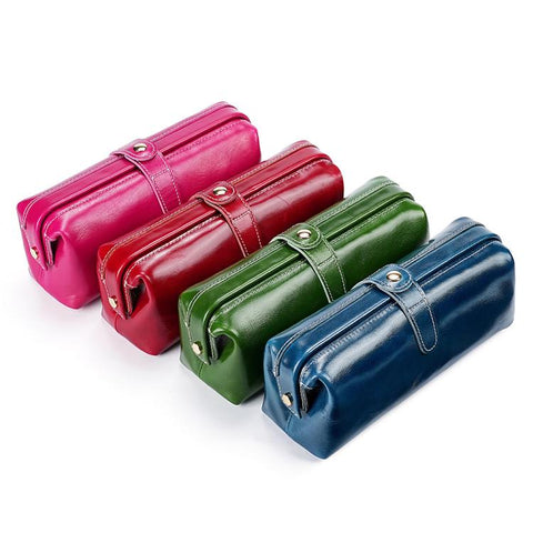Oil Waxed Leather Toiletries and Cosmetic Tool Storage Bag