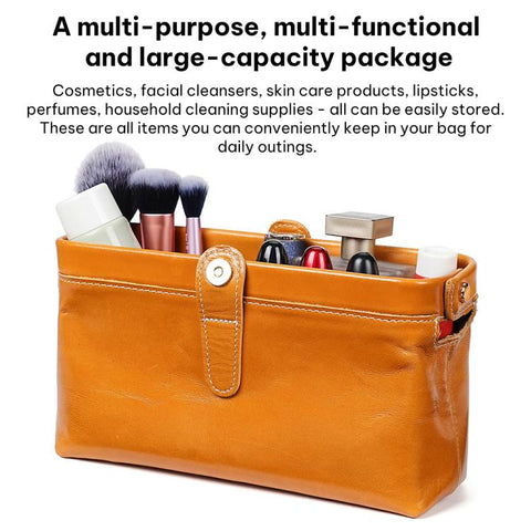 Oil Waxed Leather Toiletries and Cosmetic Tool Storage Bag