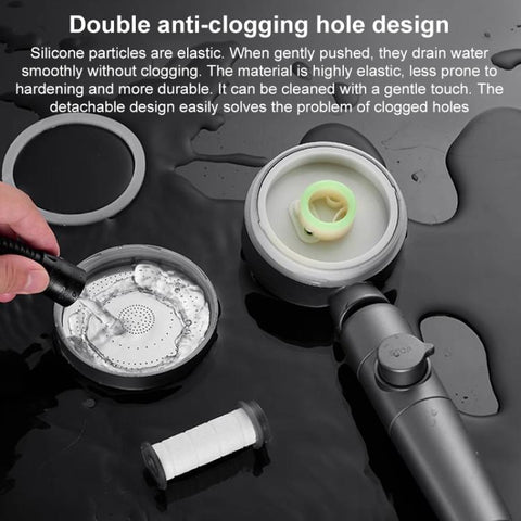 Three Setting Adjustable Filter Pressurized Shower Head Shower Nozzle with One Button Water Stop Switch