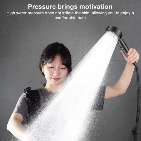 Portable 5-Setting Adjustable Pressurized Shower Head with One Button Water Stop Switch