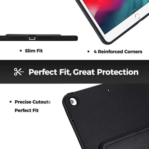 Leather-Textured PU Shockproof Tablet Case with Holder, For iPad Air / Air 2 / 9.7 2017 / 2018