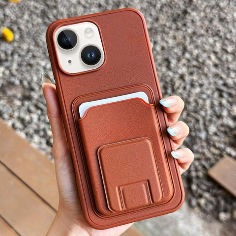 Square Folding Card Bag Holder Phone Case, For iPhone 14 Plus, For iPhone 14, For iPhone 14 Pro, For iPhone 14 Pro Max, For iPhone 13 Pro Max, For iPhone 13 Pro