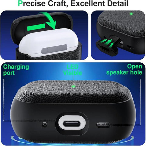 XDcase Lychee Texture TPU Earbuds Case with Buckle, For AirPods 5 / 4, For AirPods Pro 3, For AirPods Pro 2 / 1