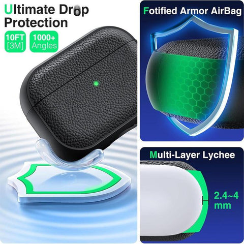 XDcase Lychee Texture TPU Earbuds Case with Buckle, For AirPods 5 / 4, For AirPods Pro 3, For AirPods Pro 2 / 1