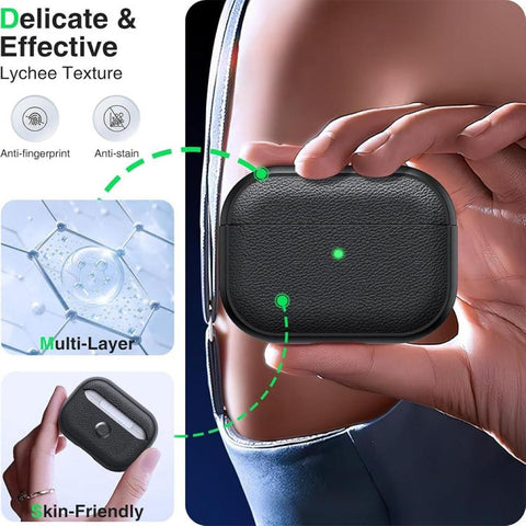 XDcase Lychee Texture TPU Earbuds Case with Buckle, For AirPods 5 / 4, For AirPods Pro 3, For AirPods Pro 2 / 1