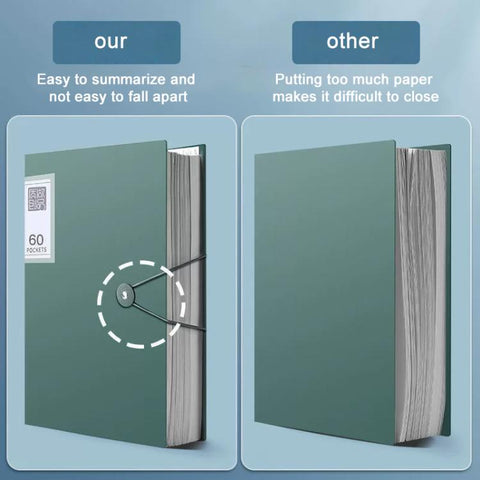 A4 Transparent Inner Pocket Document Storage Folder with Buckle, 20 Pockets, 30 Pockets, 40 Pockets, 60 Pockets, 100 Pockets