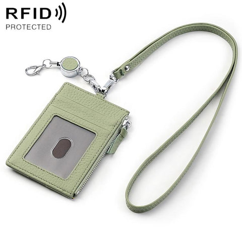 KB175 Easy-pull Buckle Lanyard RFID Document Genuine Leather Card Bag