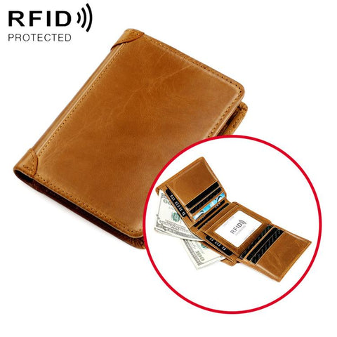 Men RFID Top-grain Cowhide Wallet